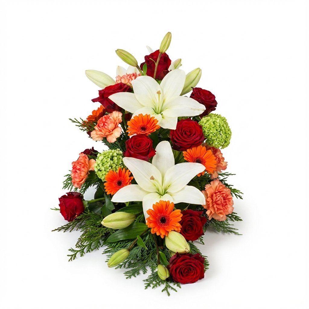 Båredekoration med store liljer