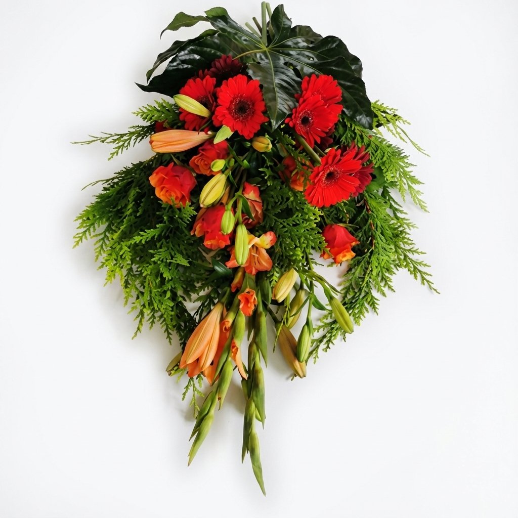 Bårebuket i orange rød