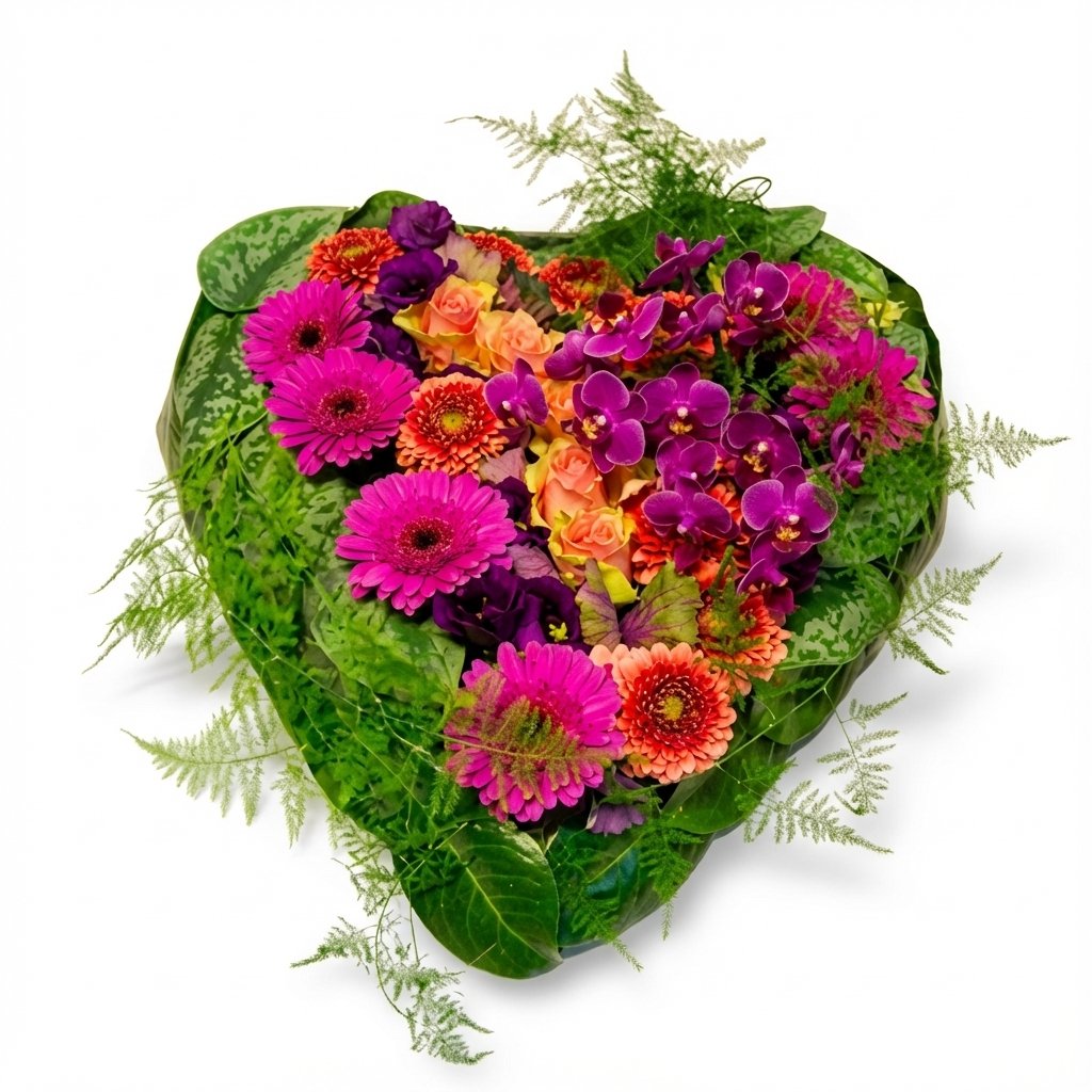 Hjerte i røde og lilla nuancer