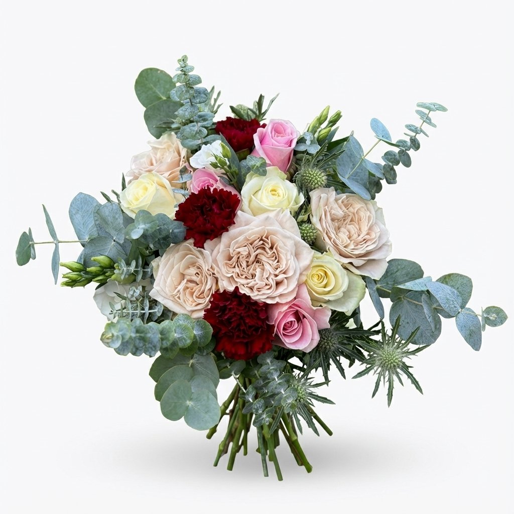 Brudebuket i lyse farver