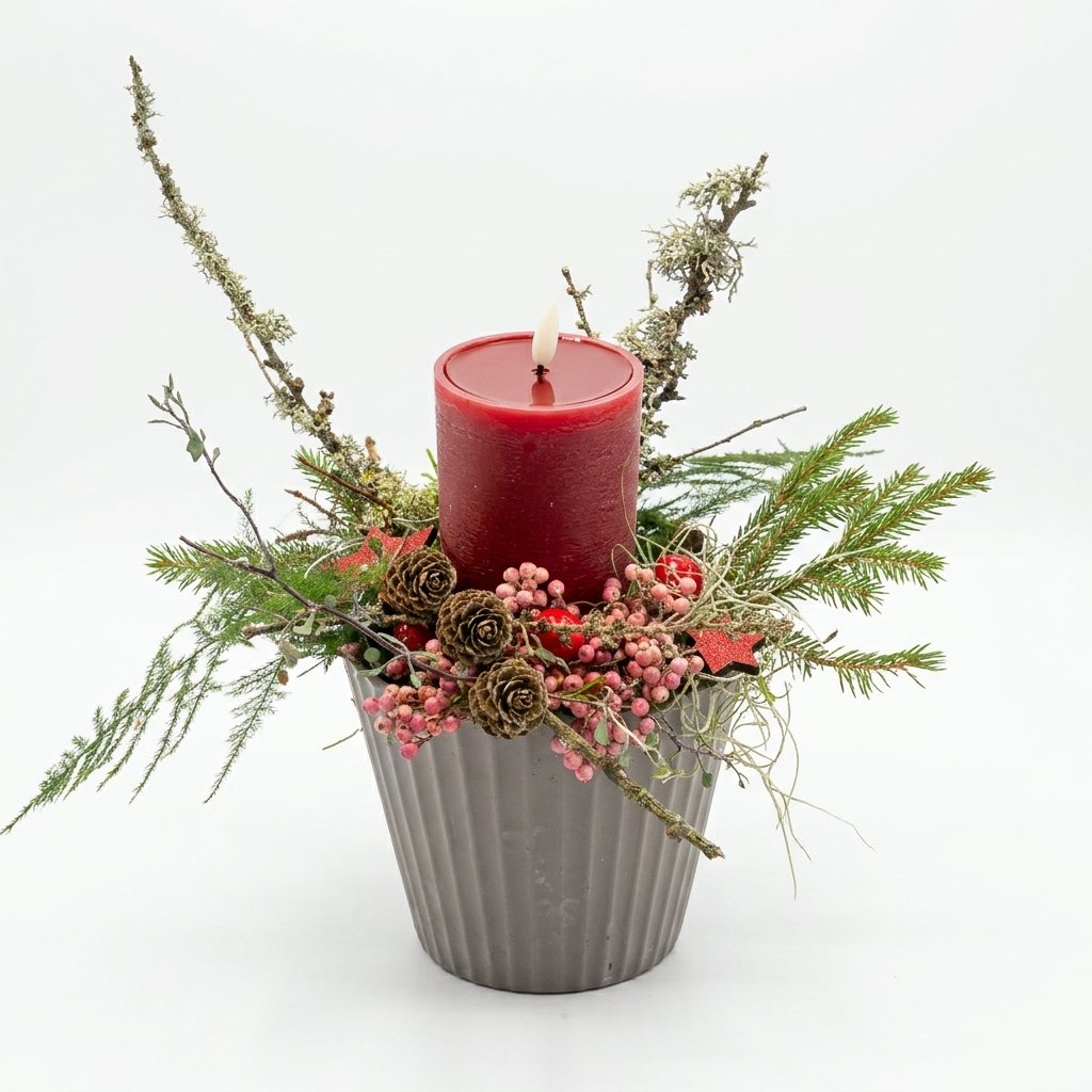 Juledekoration med rød led lys