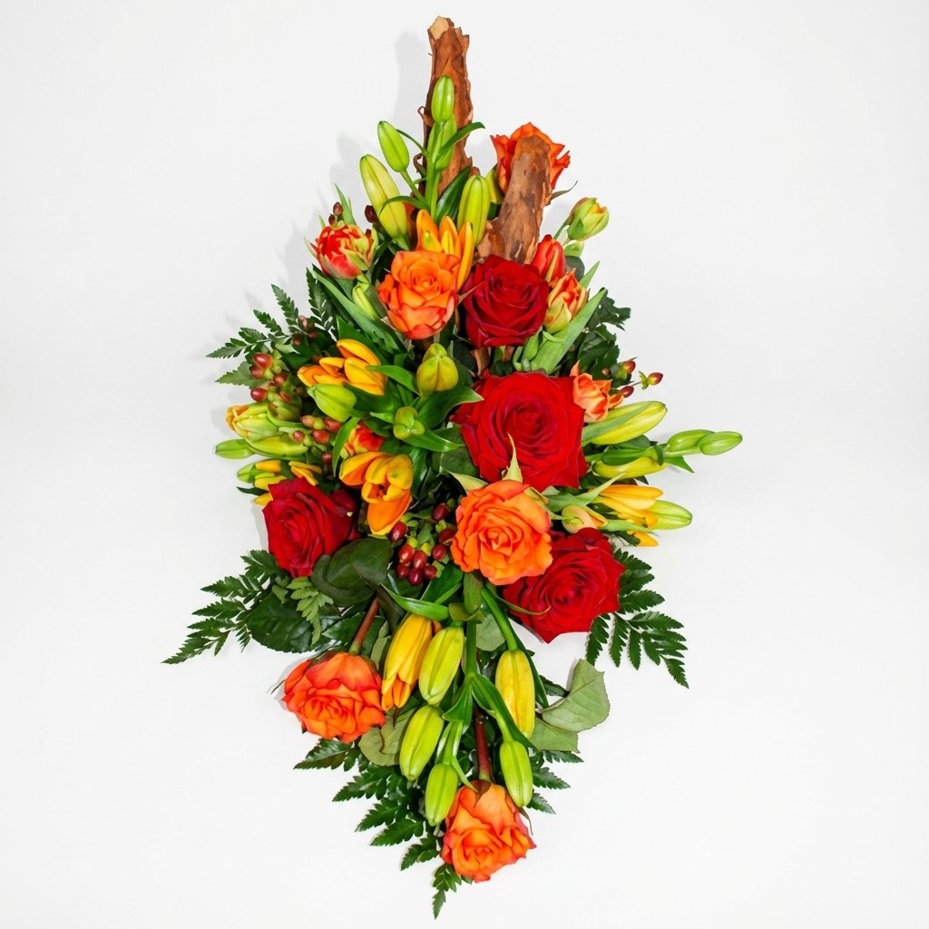 Båredekoration i orange røde farver