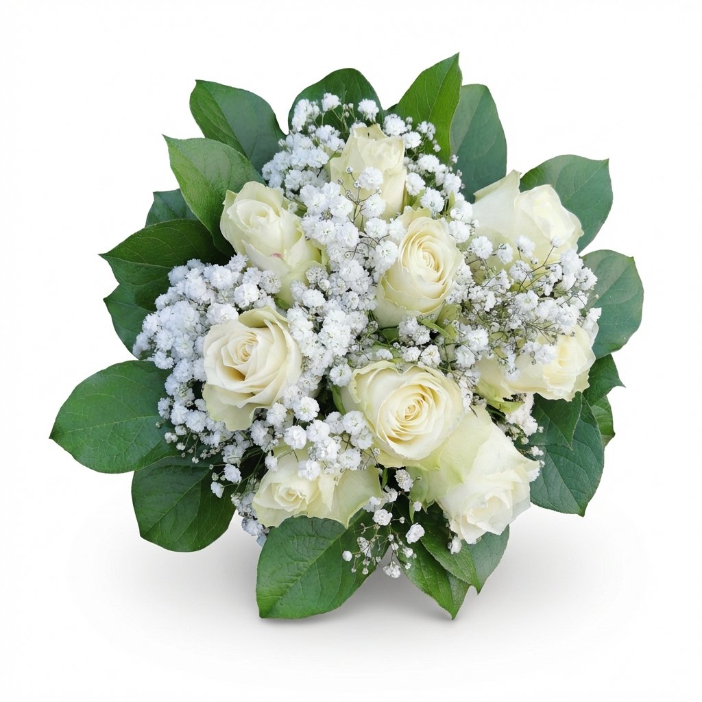 Brude buket med hvide roser