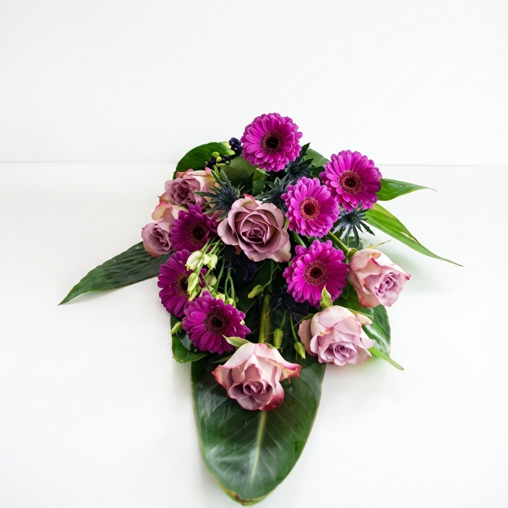 Bårebuket i lilla nuancer