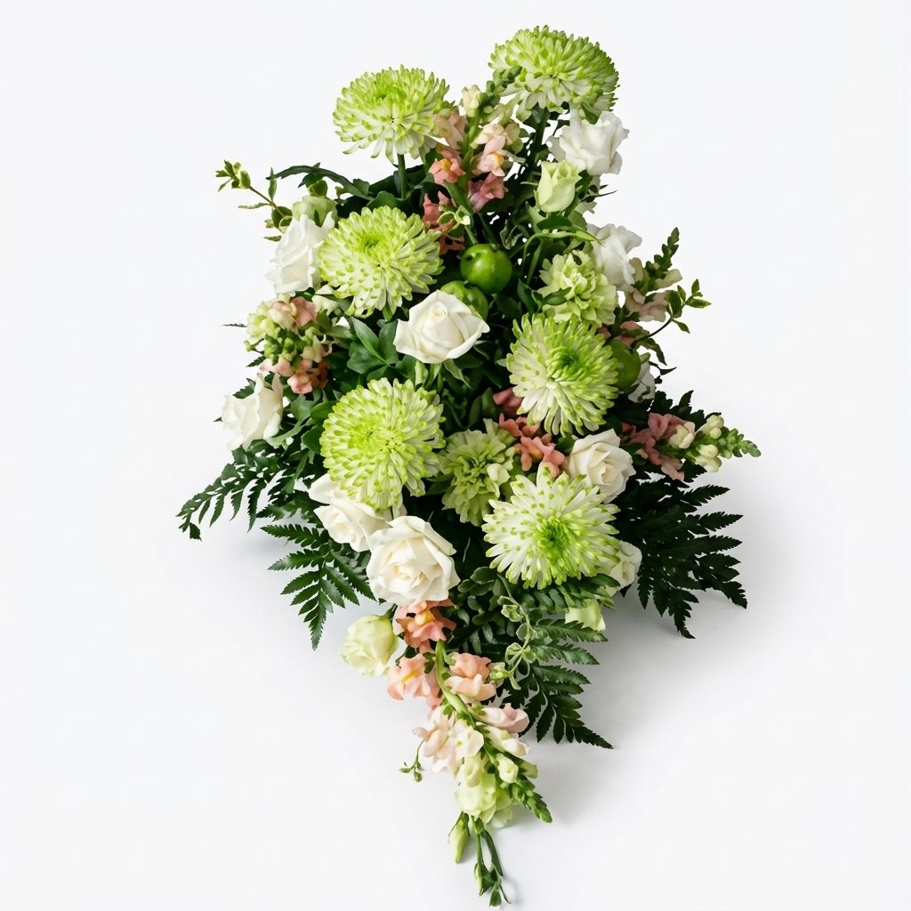 Båredekoration i grønne og hvide farver