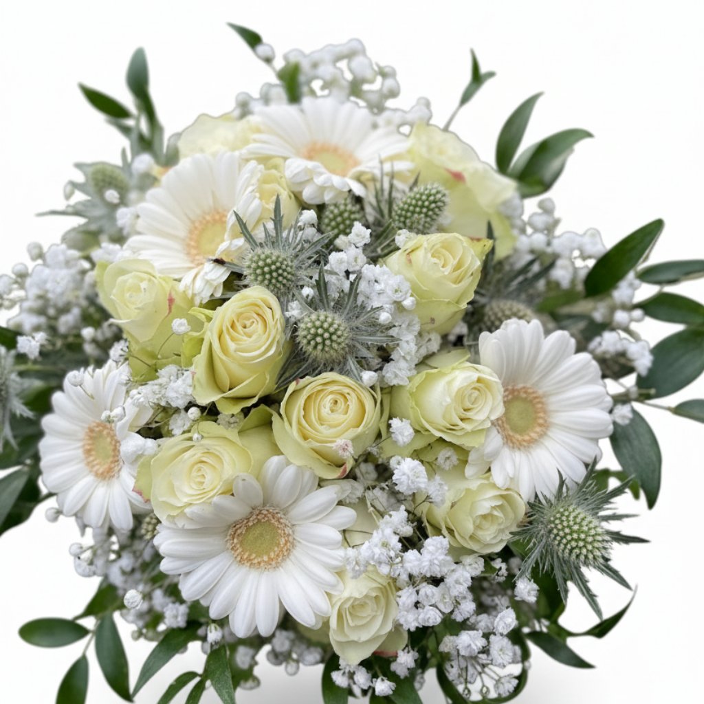 Brudebuket med brudeslør