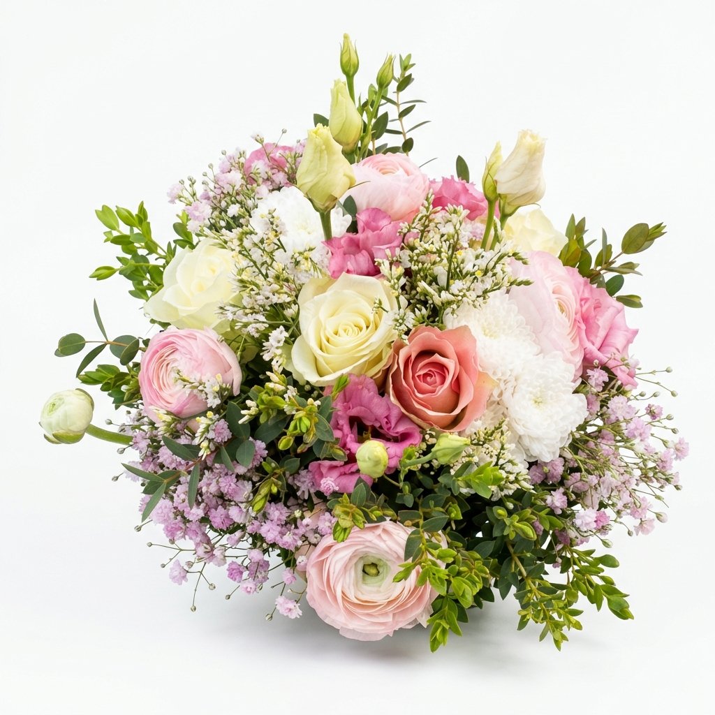 Romantisk brudebuket med brudeslør